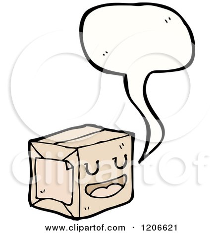 Cartoon of a Box Speaking - Royalty Free Vector Illustration by lineartestpilot