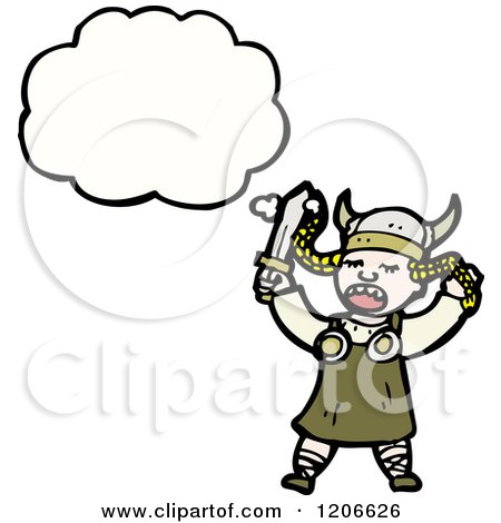 Cartoon of a Viking Thinking - Royalty Free Vector Illustration by lineartestpilot