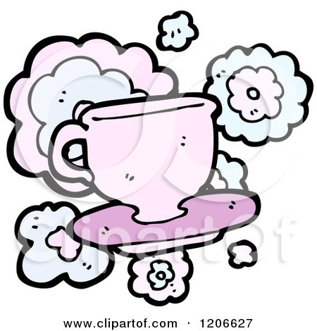 Cartoon of a Teacup and Saucer - Royalty Free Vector Illustration by lineartestpilot