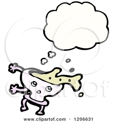 Cartoon of a Steaming Bowl of Food Thinking - Royalty Free Vector Illustration by lineartestpilot