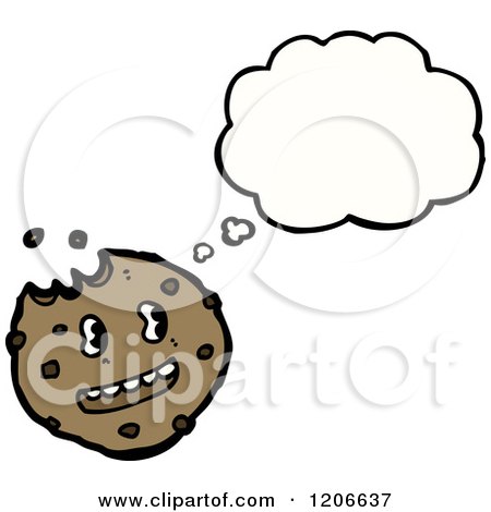 Cartoon of a Cookie Thinking - Royalty Free Vector Illustration by lineartestpilot