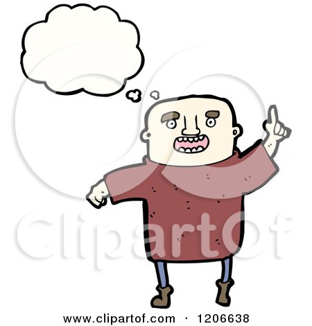 Cartoon of a Bald Man Thinking - Royalty Free Vector Illustration by lineartestpilot