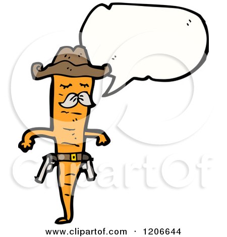 Cartoon of a Carrot Cowboy Speaking - Royalty Free Vector Illustration by lineartestpilot
