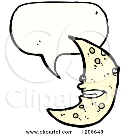 Cartoon of the Crescent Moon Speaking - Royalty Free Vector Illustration by lineartestpilot