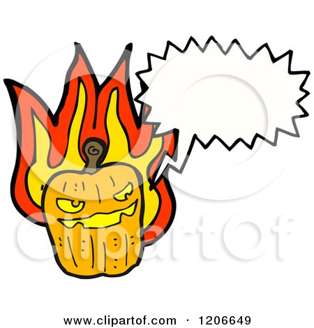 Cartoon of a Speaking Flaming Jack-o-Lantern - Royalty Free Vector Illustration by lineartestpilot