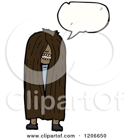 Cartoon of a Long Haired Hippie Speaking - Royalty Free Vector Illustration by lineartestpilot