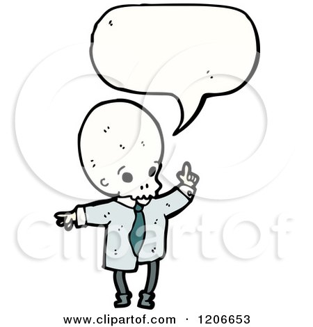 Cartoon of a Skull Doctor Speaking - Royalty Free Vector Illustration by lineartestpilot