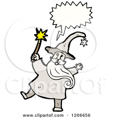 Cartoon of a Wizard Speaking - Royalty Free Vector Illustration by lineartestpilot