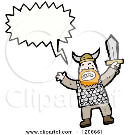Cartoon of a Viking Speaking - Royalty Free Vector Illustration by lineartestpilot