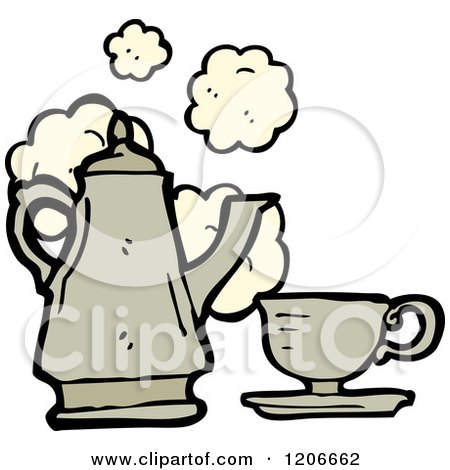 Cartoon of a Tea Set - Royalty Free Vector Illustration by lineartestpilot