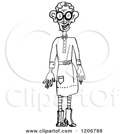 Clipart of a Vintage Black and White Weird Person - Royalty Free Vector Illustration by Prawny Vintage
