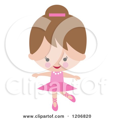 Cartoon Clipart of a Cute Ballerina Girl Dancing in a Pink Tutu - Royalty Free Vector Illustration by peachidesigns