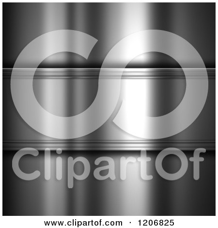 Clipart of a 3d Reflective Metal Background with Copyspace - Royalty Free CGI Illustration by KJ Pargeter