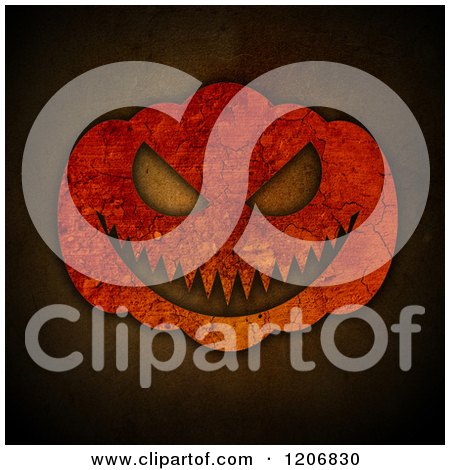 Clipart of a 3d Rust Textured Halloween Pumpkin over Darkness - Royalty Free CGI Illustration by KJ Pargeter