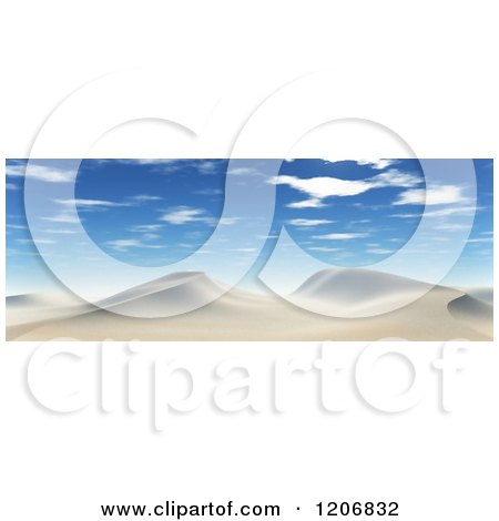 Clipart of a 3d Desert Landscape with Sand Dunes and Sunny Skies - Royalty Free CGI Illustration by KJ Pargeter