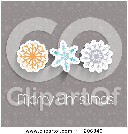 Clipart of a Merry Christmas Greeting with Snowflakes - Royalty Free Vector Illustration by KJ Pargeter