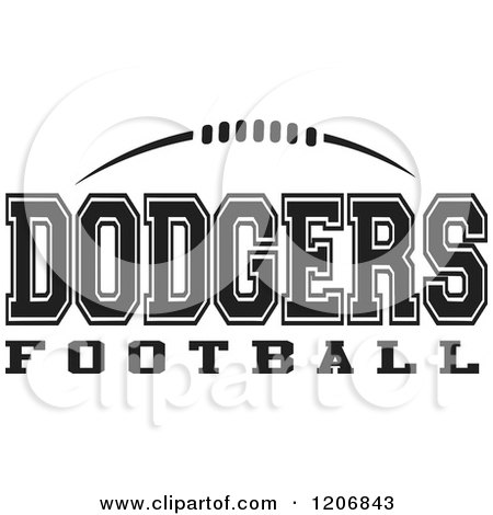 Clipart of a Black and White American Football and DODGERS Football Team Text - Royalty Free Vector Illustration by Johnny Sajem