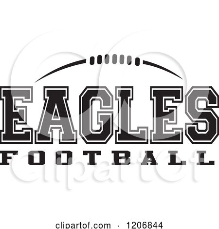 Clipart of a Black and White American Football and EAGLES Football Team Text - Royalty Free Vector Illustration by Johnny Sajem