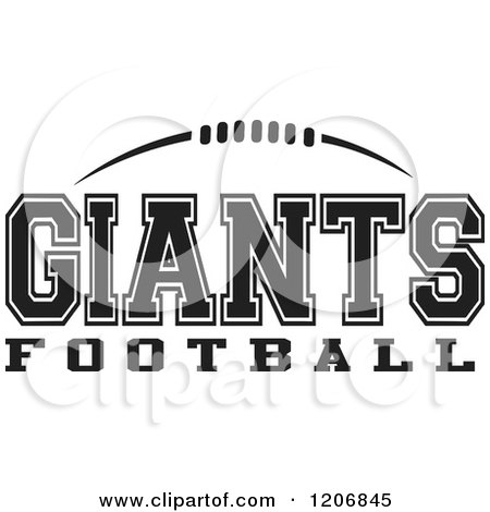 Clipart of a Black and White American Football and GIANTS Football Team Text - Royalty Free Vector Illustration by Johnny Sajem