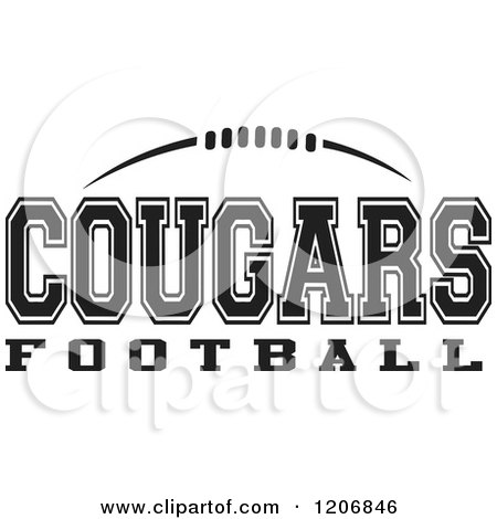 Clipart of a Black and White American Football and COUGARS Football Team Text - Royalty Free Vector Illustration by Johnny Sajem