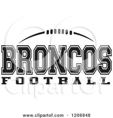 Clipart of a Black and White American Football and BRONCOS Football Team Text - Royalty Free Vector Illustration by Johnny Sajem