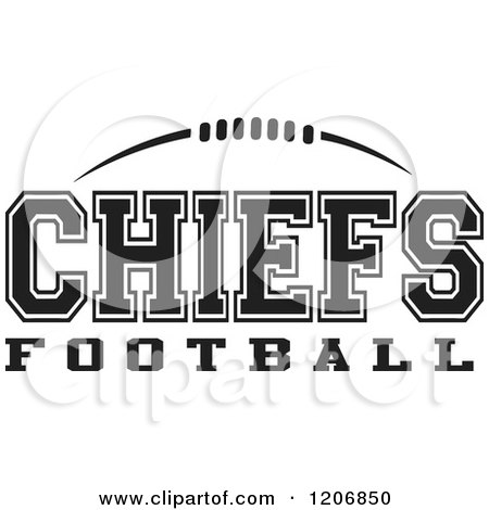 Clipart of a Black and White American Football and CHIEFS Football Team Text - Royalty Free Vector Illustration by Johnny Sajem
