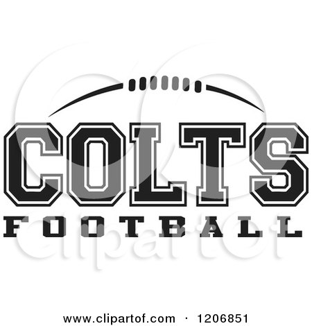 Clipart of a Black and White American Football and COLTS Football Team Text - Royalty Free Vector Illustration by Johnny Sajem