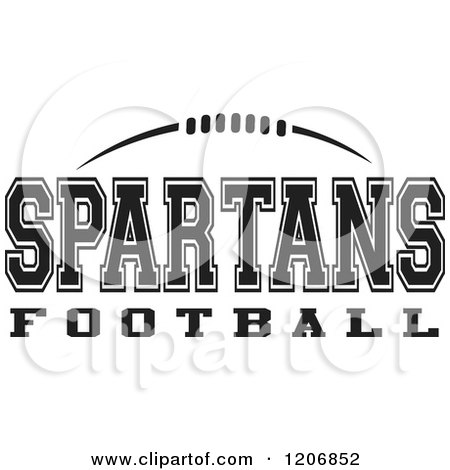 Clipart of a Black and White American Football and SPARTANS Football Team Text - Royalty Free Vector Illustration by Johnny Sajem
