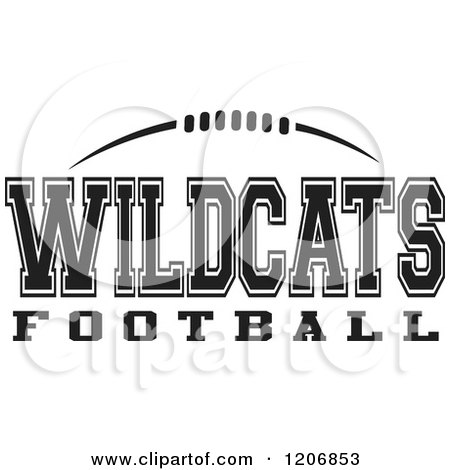 Clipart of a Black and White American Football and WILDCATS Football Team Text - Royalty Free Vector Illustration by Johnny Sajem