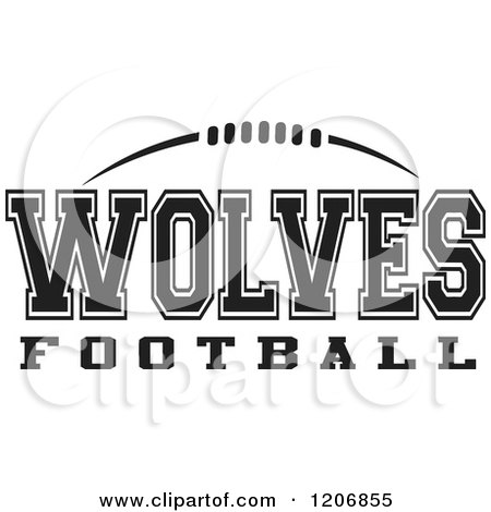 Clipart of a Black and White American Football and WOLVES Football Team Text - Royalty Free Vector Illustration by Johnny Sajem
