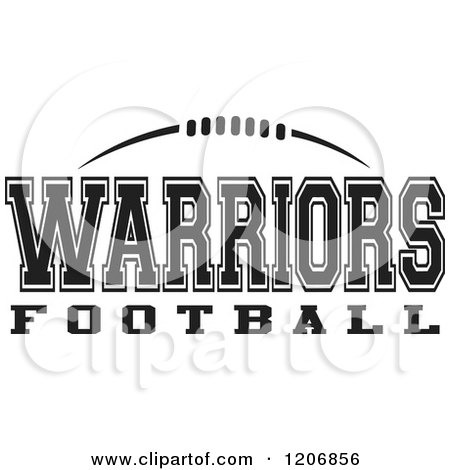 Clipart of a Black and White American Football and WARRIORS Football Team Text - Royalty Free Vector Illustration by Johnny Sajem