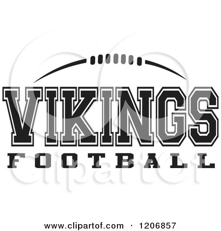 Clipart of a Black and White American Football and VIKINGS Football Team Text - Royalty Free Vector Illustration by Johnny Sajem