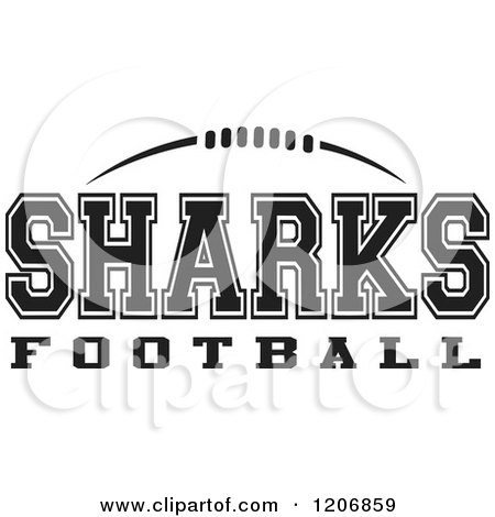 Clipart of a Black and White American Football and SHARKS Football Team Text - Royalty Free Vector Illustration by Johnny Sajem