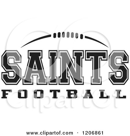 Clipart of a Black and White American Football and SAINTS Football Team Text - Royalty Free Vector Illustration by Johnny Sajem