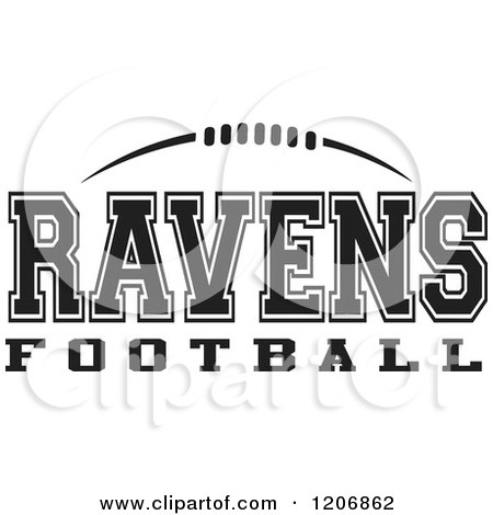 Clipart of a Black and White American Football and RAVENS Football Team Text - Royalty Free Vector Illustration by Johnny Sajem
