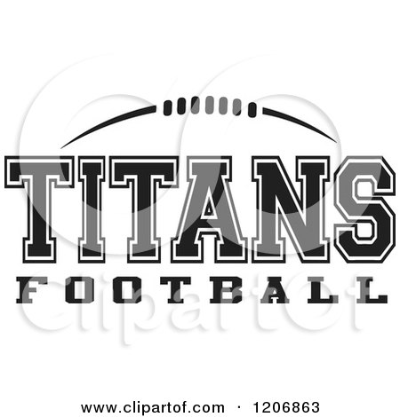 Clipart of a Black and White American Football and TITANS Football Team Text - Royalty Free Vector Illustration by Johnny Sajem