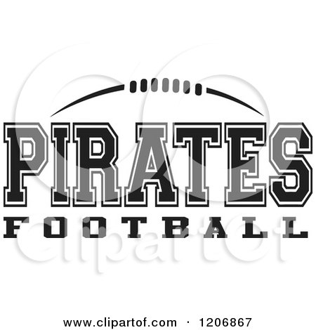 Clipart of a Black and White American Football and PIRATES Football Team Text - Royalty Free Vector Illustration by Johnny Sajem