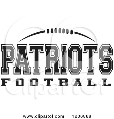 Clipart of a Black and White American Football and PATRIOTS Football Team Text - Royalty Free Vector Illustration by Johnny Sajem