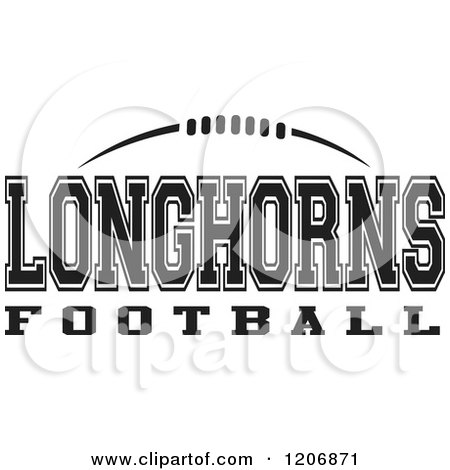 Clipart of a Black and White American Football and LONGHORNS Football Team Text - Royalty Free Vector Illustration by Johnny Sajem