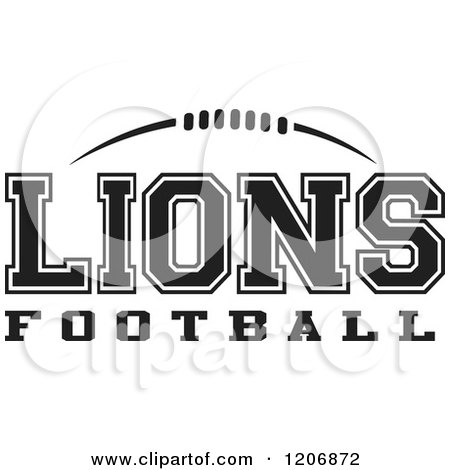Clipart of a Black and White American Football and LIONS Football Team Text - Royalty Free Vector Illustration by Johnny Sajem