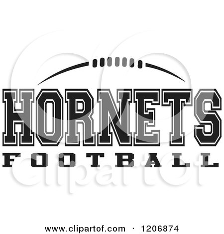 Clipart of a Black and White American Football and HORNETS Football Team Text - Royalty Free Vector Illustration by Johnny Sajem