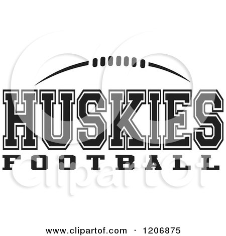 Clipart of a Black and White American Football and HUSKIES Football Team Text - Royalty Free Vector Illustration by Johnny Sajem