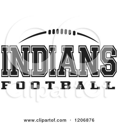 Clipart of a Black and White American Football and INDIANS Football Team Text - Royalty Free Vector Illustration by Johnny Sajem