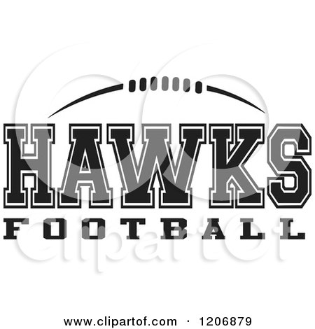 Clipart of a Black and White American Football and HAWKS Football Team Text - Royalty Free Vector Illustration by Johnny Sajem