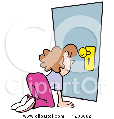 Cartoon of a Snooping Woman Looking Through a Key Hole - Royalty Free  Vector Clipart by Johnny Sajem #1206882