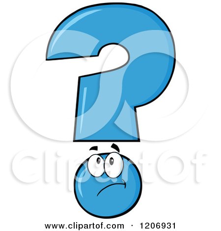 Cartoon of a Thinking Blue Question Mark Mascot - Royalty Free Vector Clipart by Hit Toon