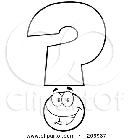 Cartoon of a Happy Black and White Question Mark Mascot - Royalty Free Vector Clipart by Hit Toon