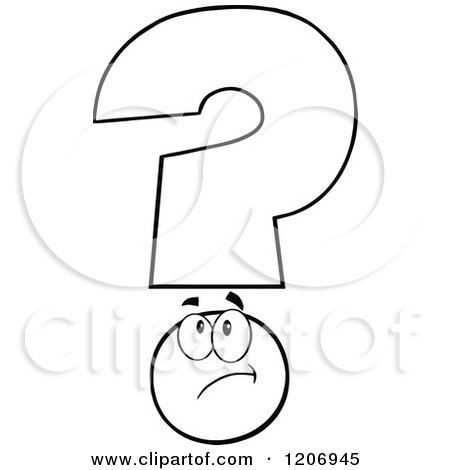 Cartoon of a Thinking Black and White Question Mark Mascot - Royalty Free Vector Clipart by Hit Toon