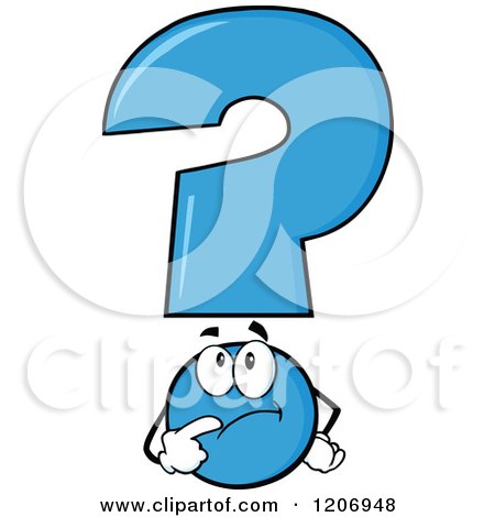 Cartoon of a Blue Question Mark Mascot in Thought - Royalty Free Vector Clipart by Hit Toon