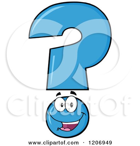 Cartoon of a Happy Blue Question Mark Mascot - Royalty Free Vector Clipart by Hit Toon